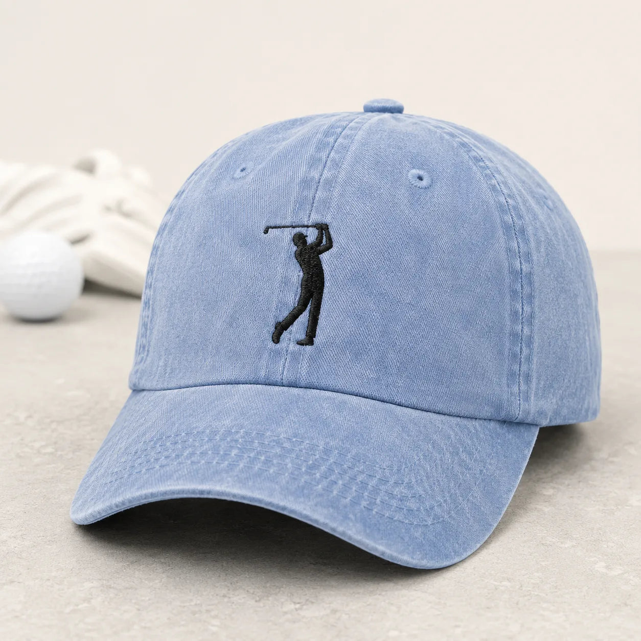 Golf Swing Washed Cap - washed cap - side view