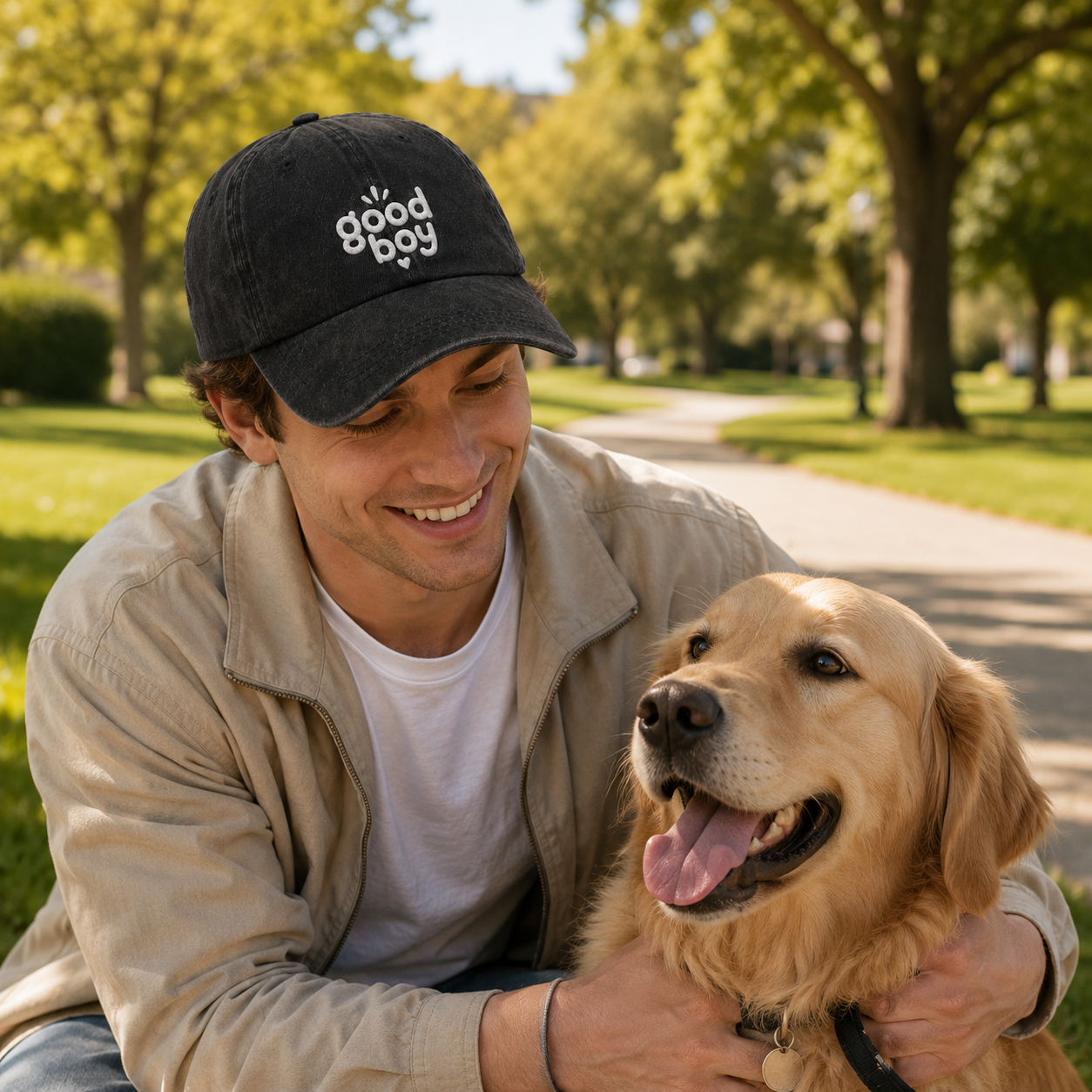 Good Boy Embroidered Washed Cap - Washed Cap - side view