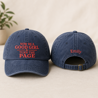 Good Girl Page Embroidered Washed Cap - Washed Cap - front view