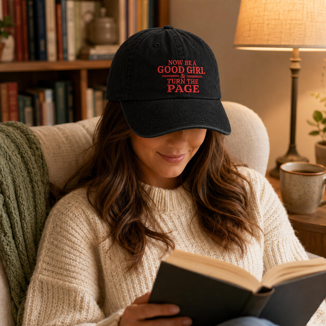 Good Girl Page Embroidered Washed Cap - Washed Cap - side view