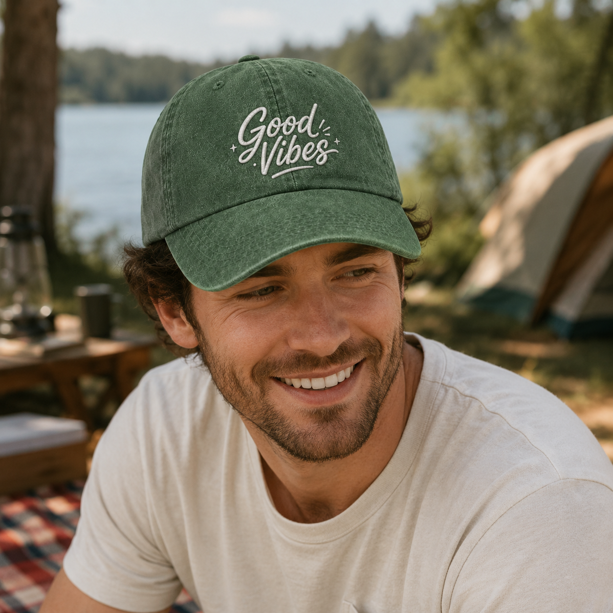 Good Vibes Embroidered Washed Cap - Washed Cap - detail