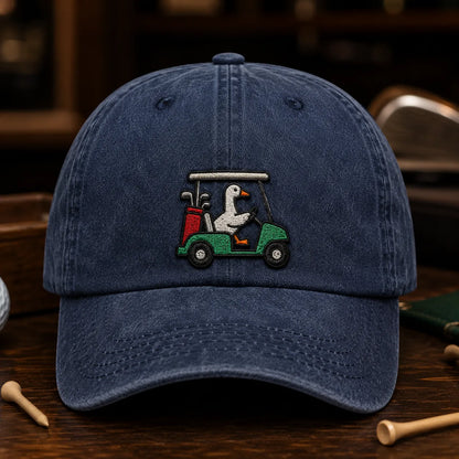 Goose Driving Golf Cart Hat - washed cap - detail