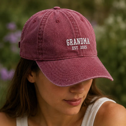 Grandma Est. 2025 Washed Dad Hat - washed cap - side view