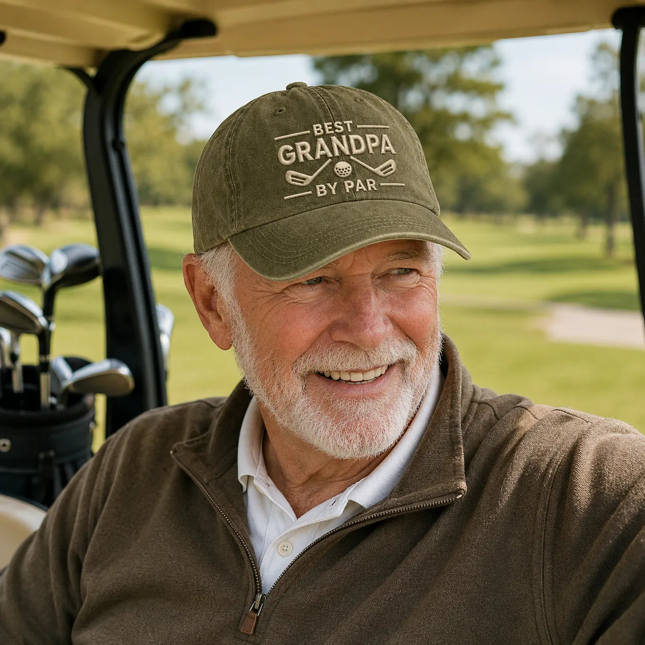 Grandpa By Par Golf Father Washed Cap - washed cap - detail