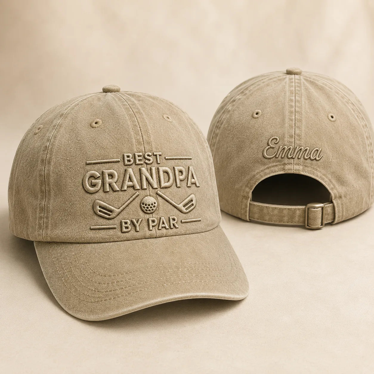 Grandpa By Par Golf Father Washed Cap - washed cap - front view