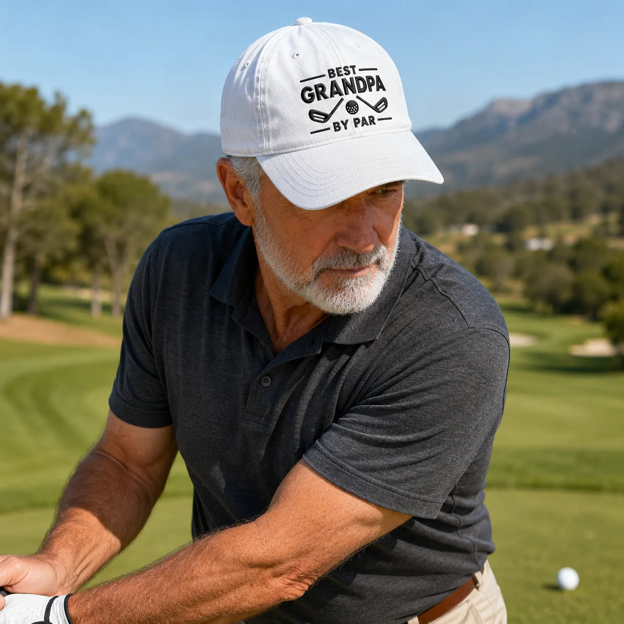 Grandpa By Par Golf Father Washed Cap - washed cap - side view