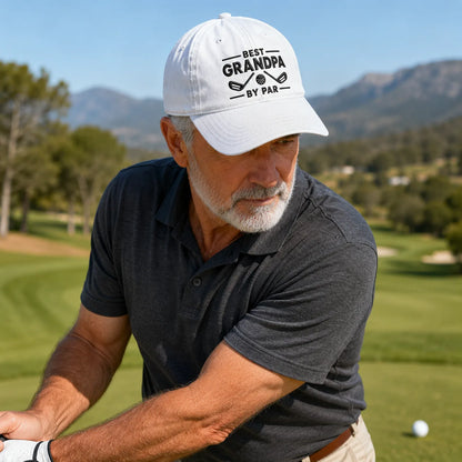 Grandpa By Par Golf Father Washed Cap - washed cap - side view