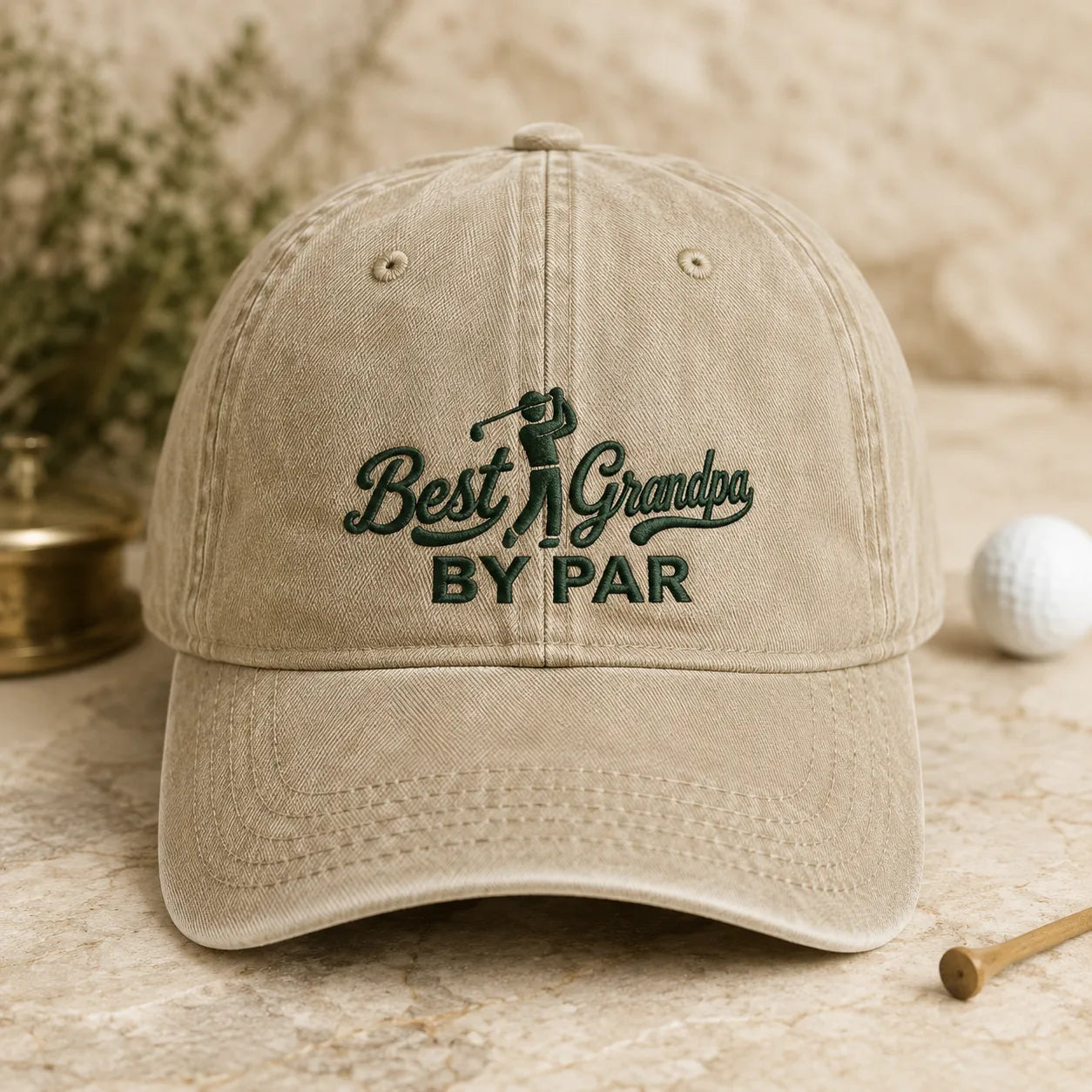 Grandpa By Par Golf Washed Cap - washed cap - side view