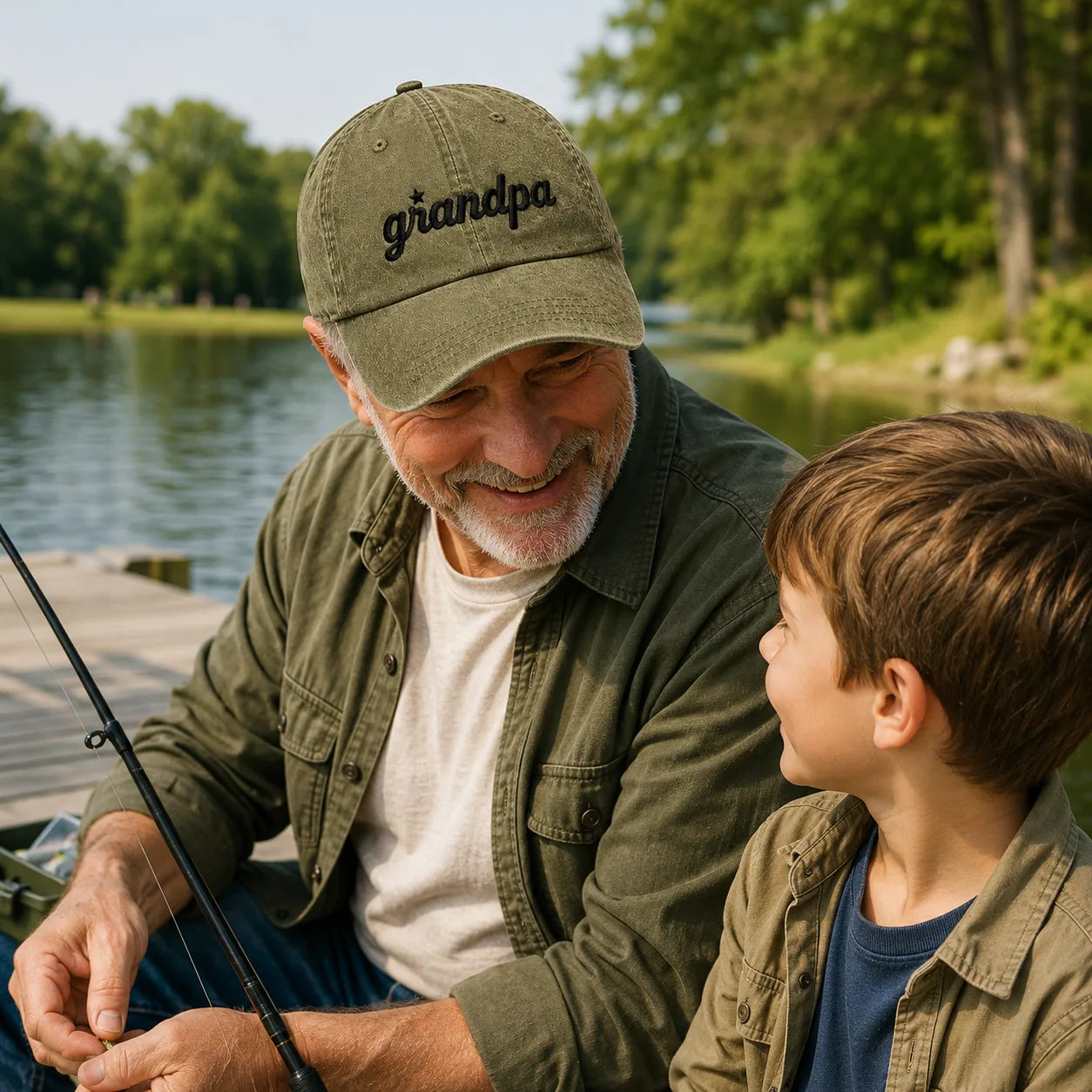 Grandpa Embroidered Backyard Washed Cap - washed cap - detail