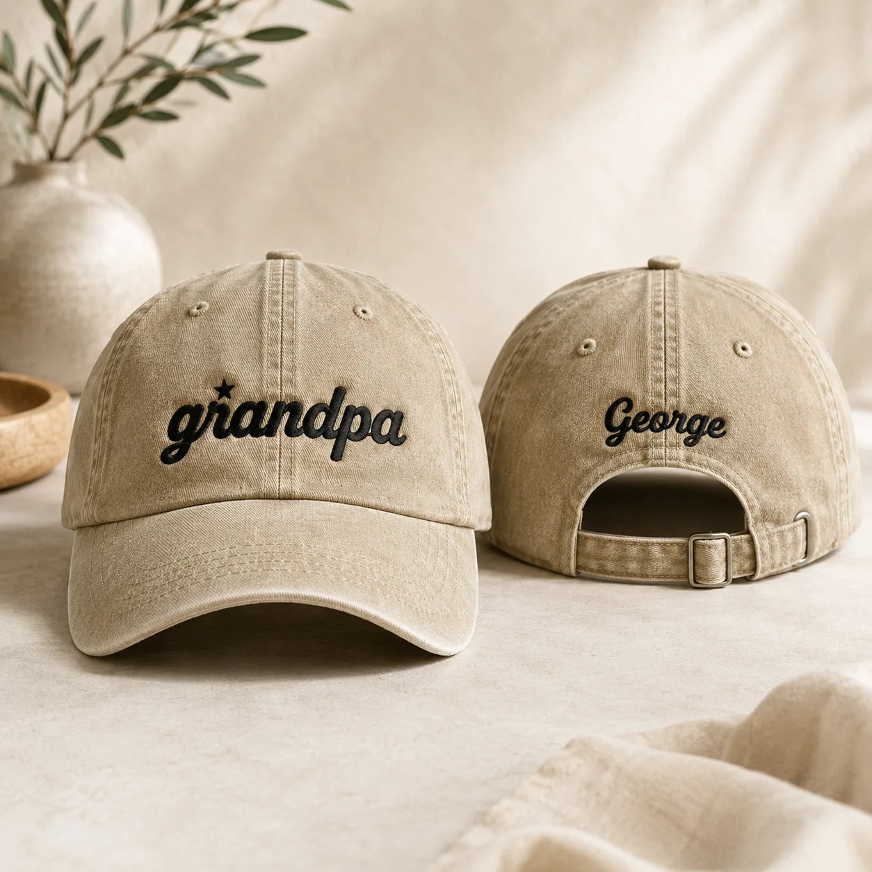 Grandpa Embroidered Backyard Washed Cap - washed cap - front view