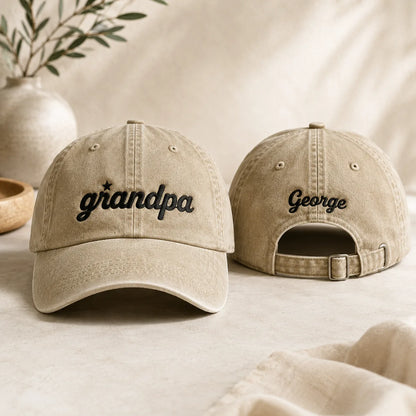 Grandpa Embroidered Backyard Washed Cap - washed cap - front view