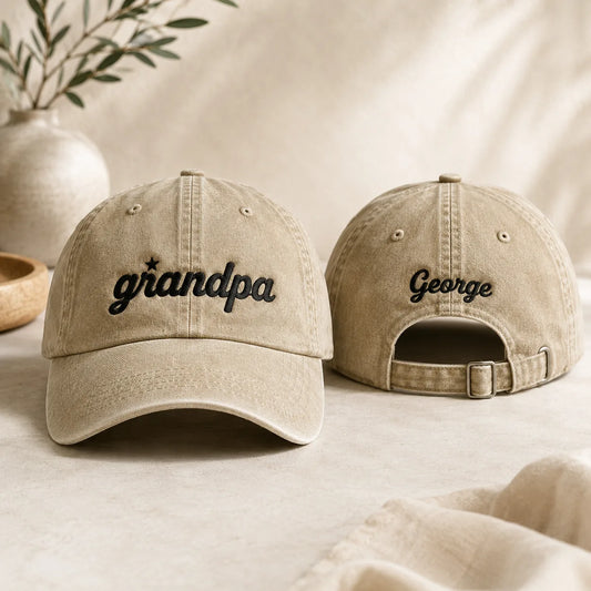 Grandpa Embroidered Backyard Washed Cap - washed cap - front view
