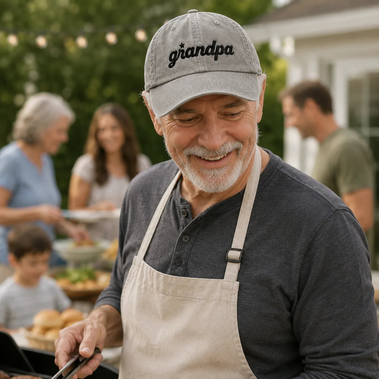 Grandpa Embroidered Backyard Washed Cap - washed cap - lifestyle