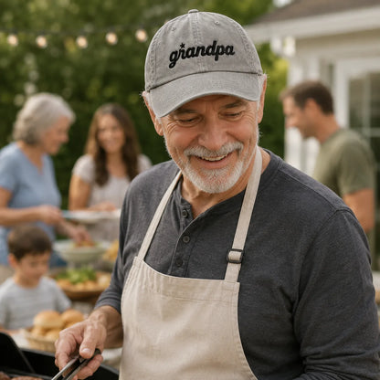 Grandpa Embroidered Backyard Washed Cap - washed cap - lifestyle