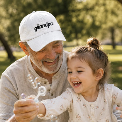 Grandpa Embroidered Backyard Washed Cap - washed cap - side view