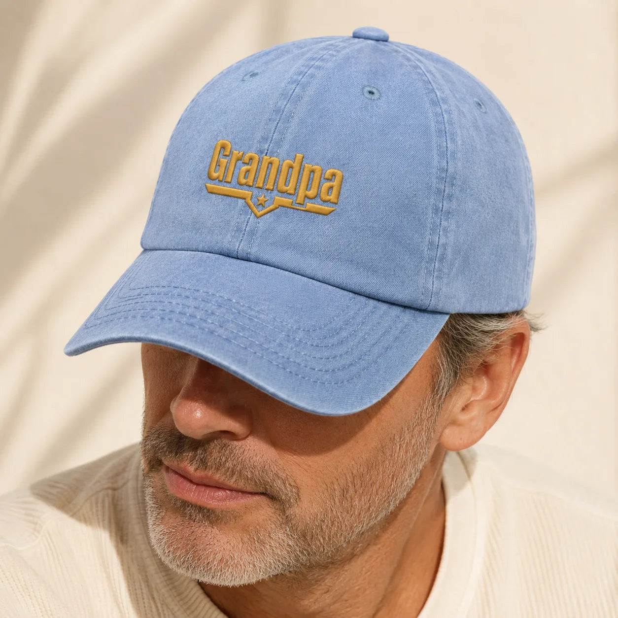 Grandpa Embroidered Washed Cap - washed cap - alternate angle