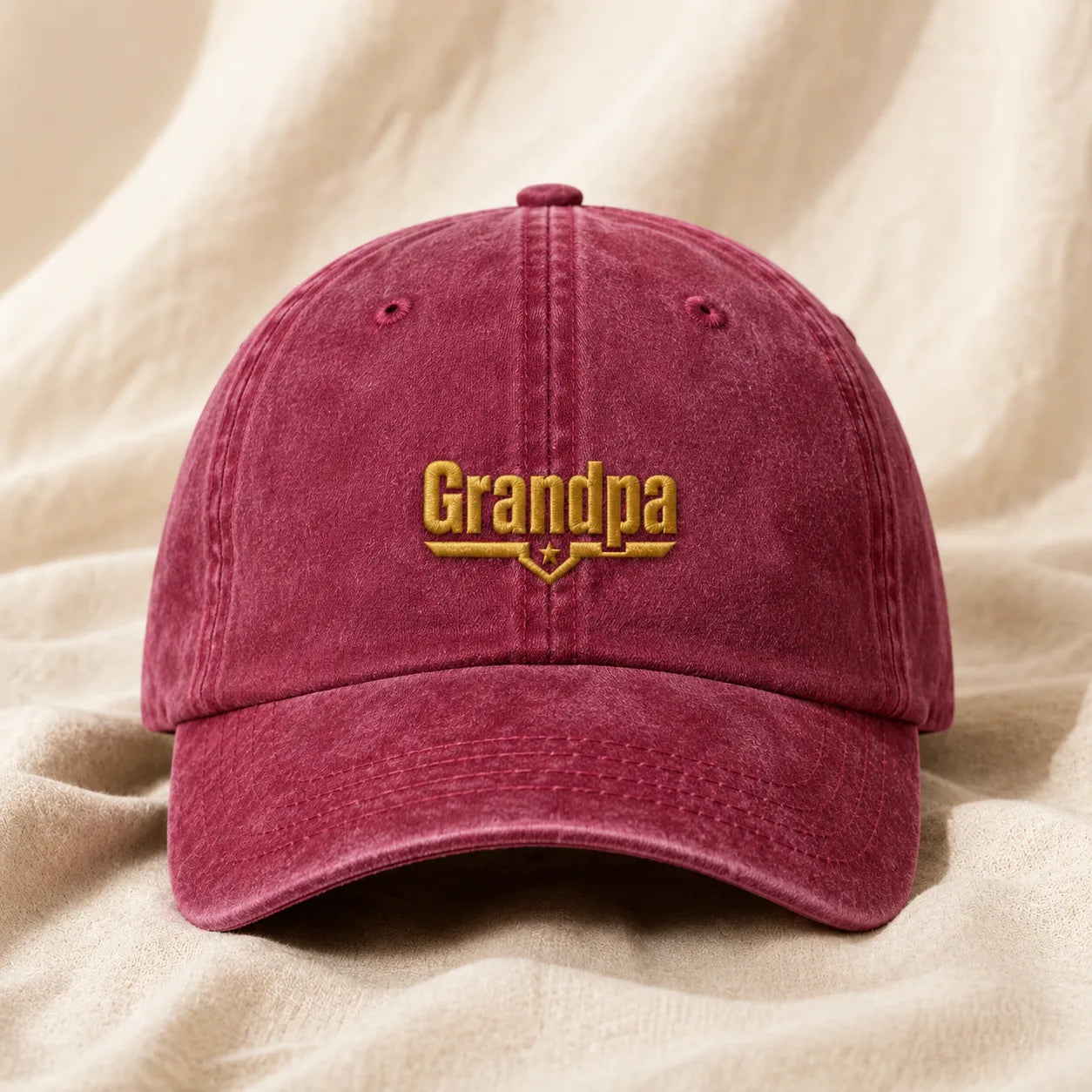 Grandpa Embroidered Washed Cap - washed cap - detail