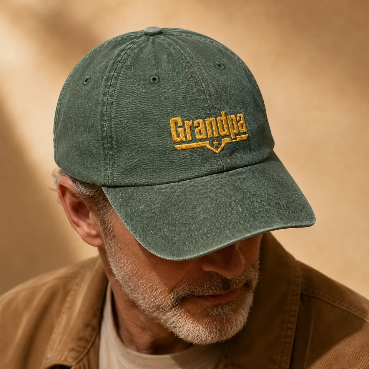 Grandpa Embroidered Washed Cap - washed cap - side view