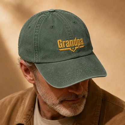 Grandpa Embroidered Washed Cap - washed cap - side view