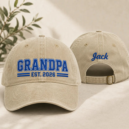 Grandpa Est. 2026 Washed Cap - washed cap - front view