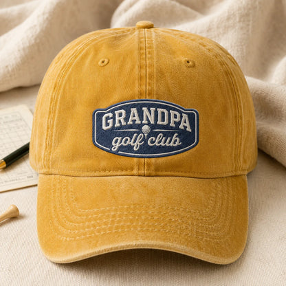 Grandpa Golf Club Washed Cap - washed cap - side view