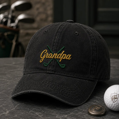 Grandpa Golf Embroidered Washed Cap - washed cap - lifestyle