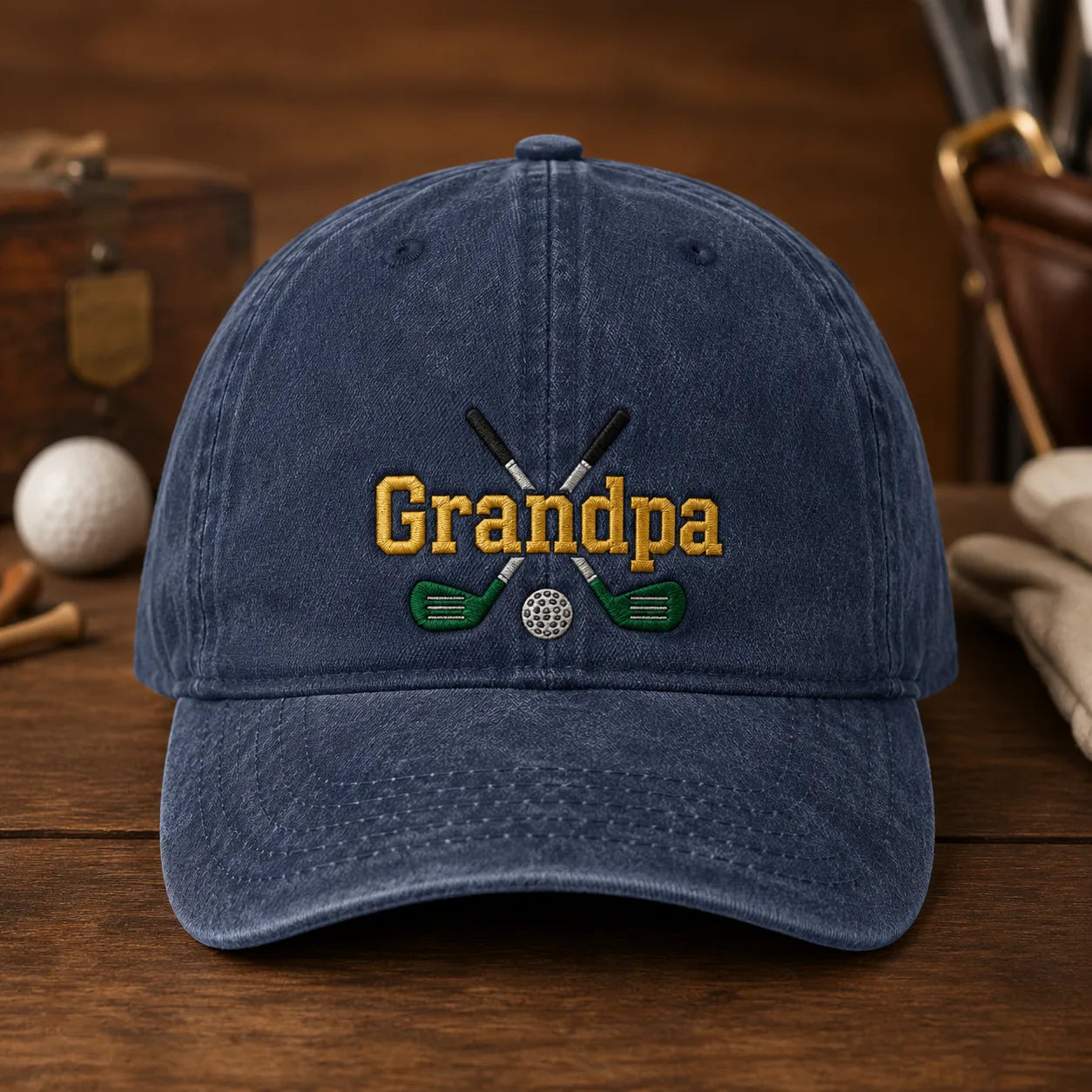 Grandpa Golf Washed Cap - washed cap - front view