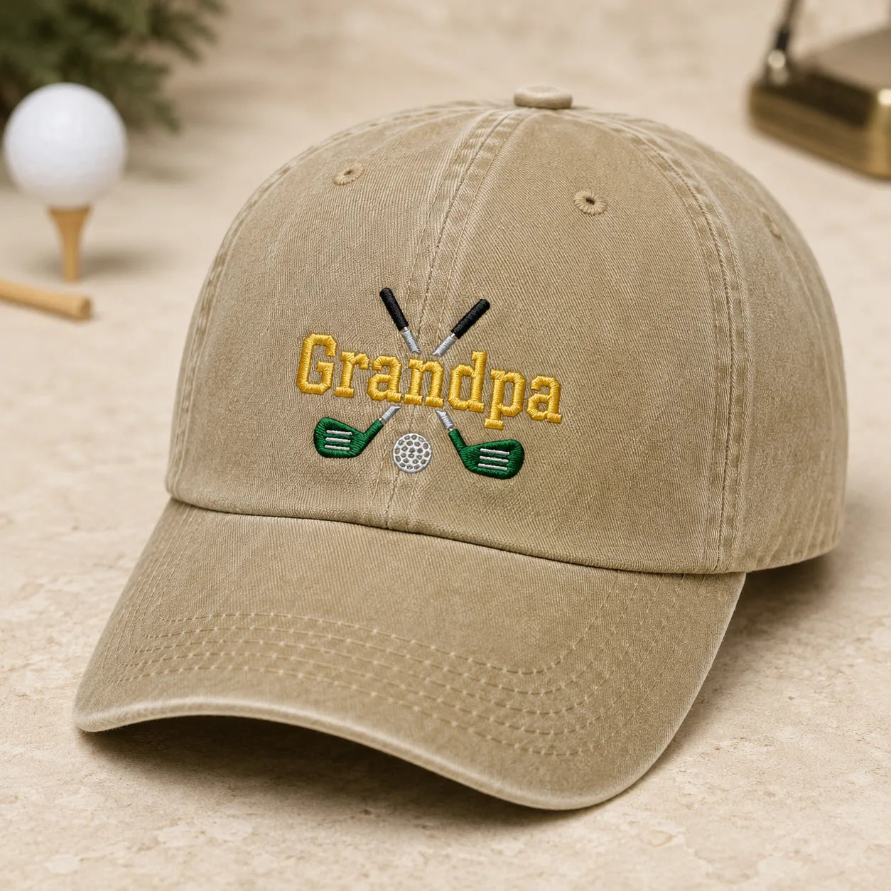 Grandpa Golf Washed Cap - washed cap - side view