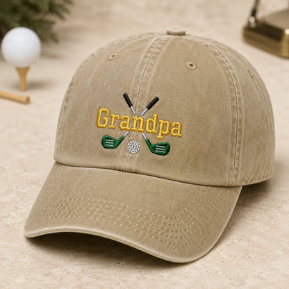 Grandpa Golf Washed Cap - washed cap - side view