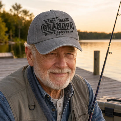 Grandpa The Man The Myth The Legend Washed Cap - washed cap - detail