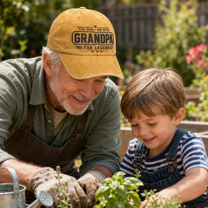 Grandpa The Man The Myth The Legend Washed Cap - washed cap - side view