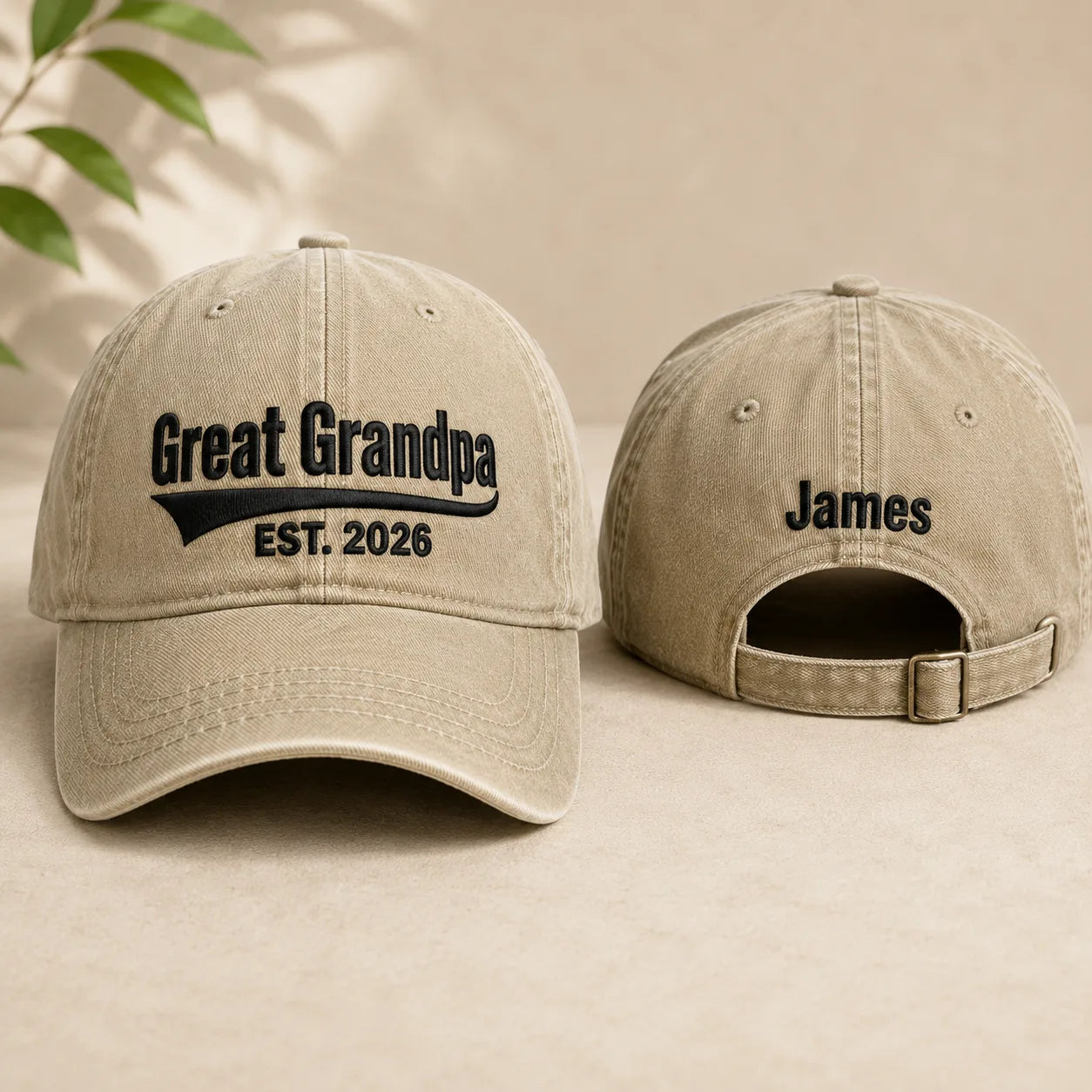 Great Grandpa Est. 2026 Washed Cap - washed cap - front view