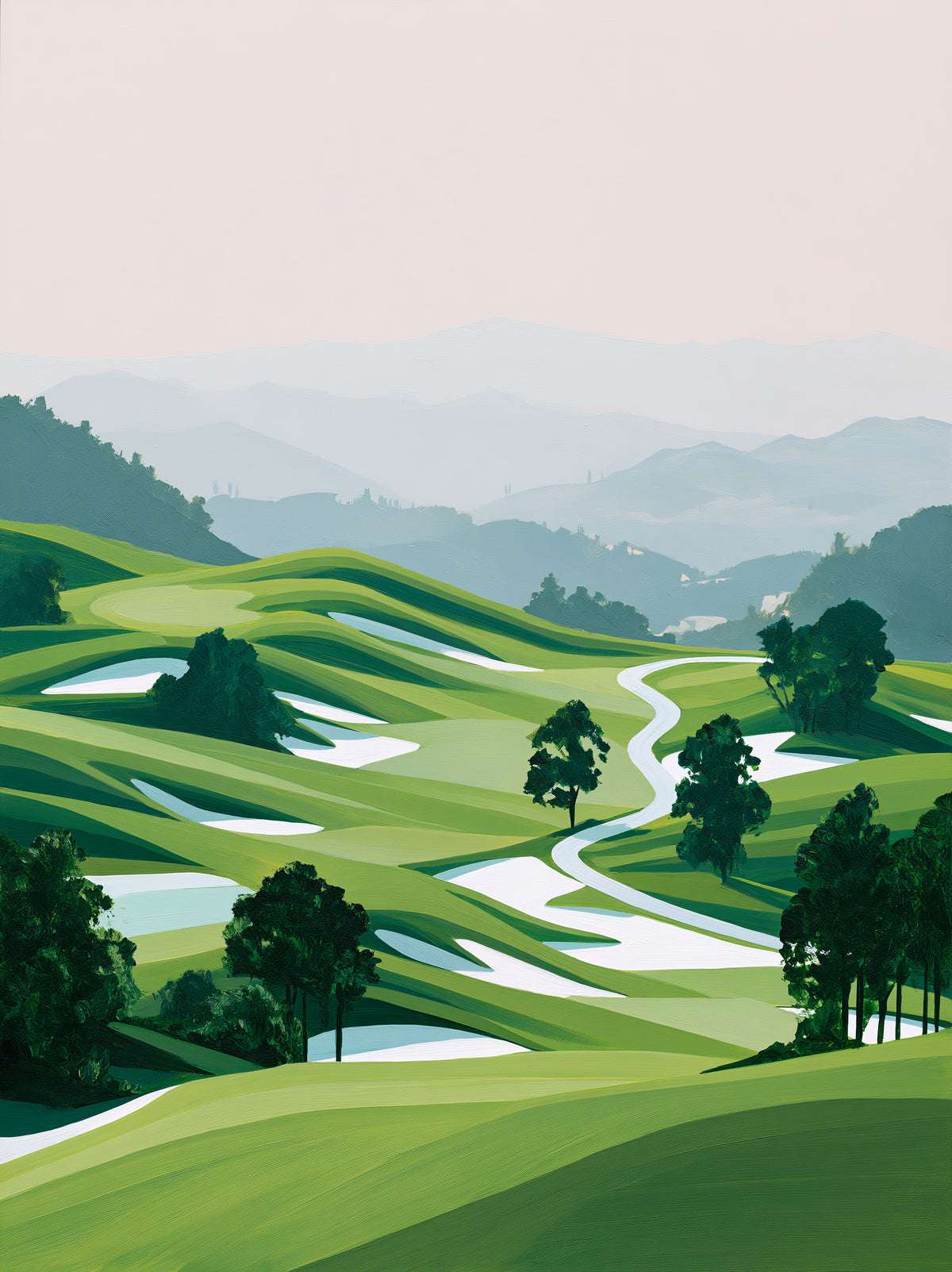 Green Hillside Wall Art - Wall Art Decor - front view - green landscape decor, canvas print