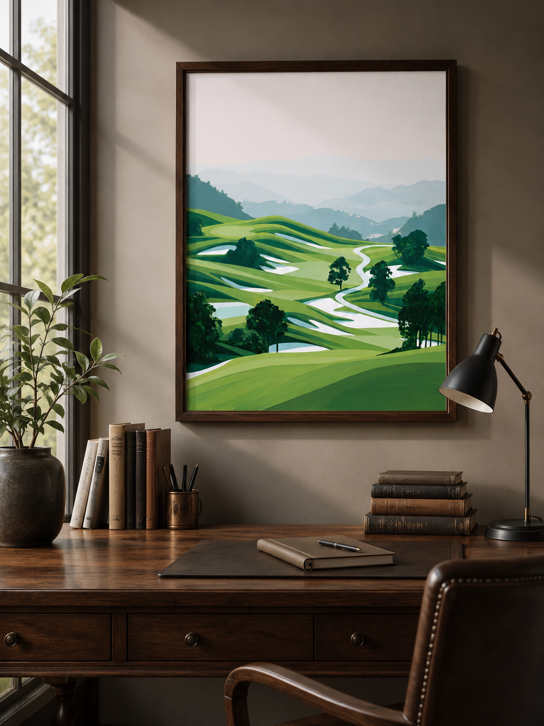Green Hillside Wall Art - Wall Art Decor - lifestyle shot - green landscape decor, canvas print