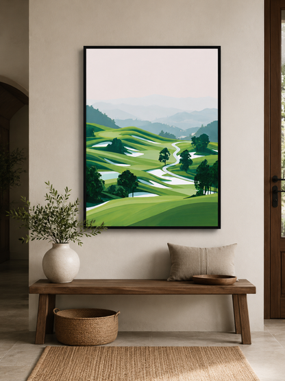 Green Hillside Wall Art - Wall Art Decor - alternate angle - green landscape decor, canvas print