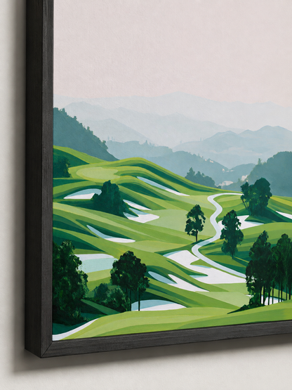 Green Hillside Wall Art - Wall Art Decor - front view - green landscape decor, canvas print