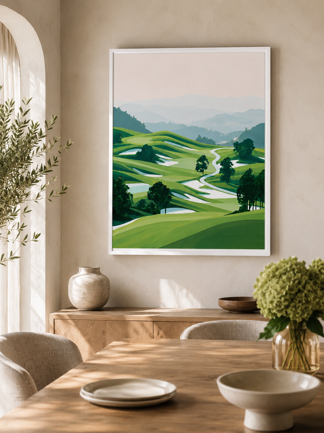 Green Hillside Wall Art - Wall Art Decor - lifestyle shot - green landscape decor, canvas print