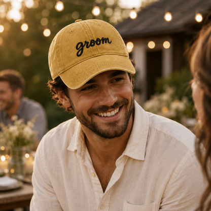 Groom Wedding Washed Cap - Washed Cap - alternate angle
