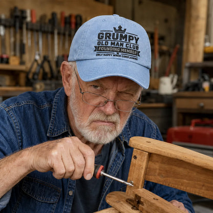 Grumpy Old Man Club Washed Cap - washed cap - alternate angle