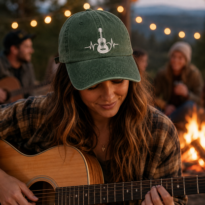 Guitar Heartbeat Washed Cap - Washed Cap - alternate angle