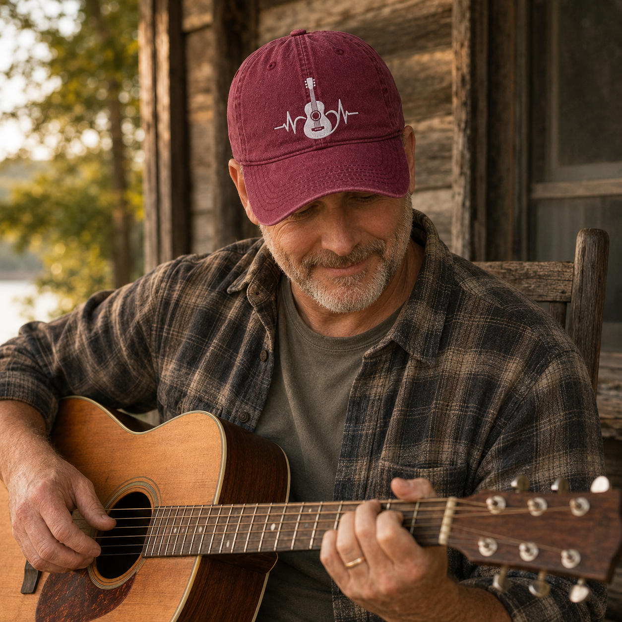 Guitar Heartbeat Washed Cap - Washed Cap - detail