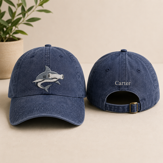 Hammerhead Shark Vintage Washed Cap - Washed Cap - front view