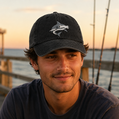 Hammerhead Shark Vintage Washed Cap - Washed Cap - lifestyle