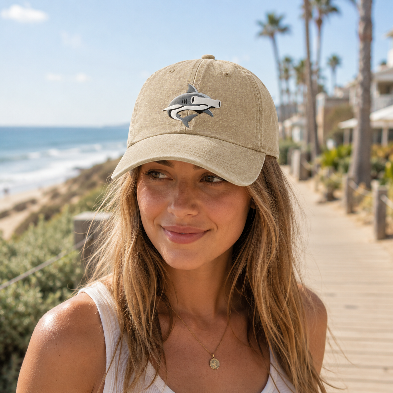 Hammerhead Shark Vintage Washed Cap - Washed Cap - side view