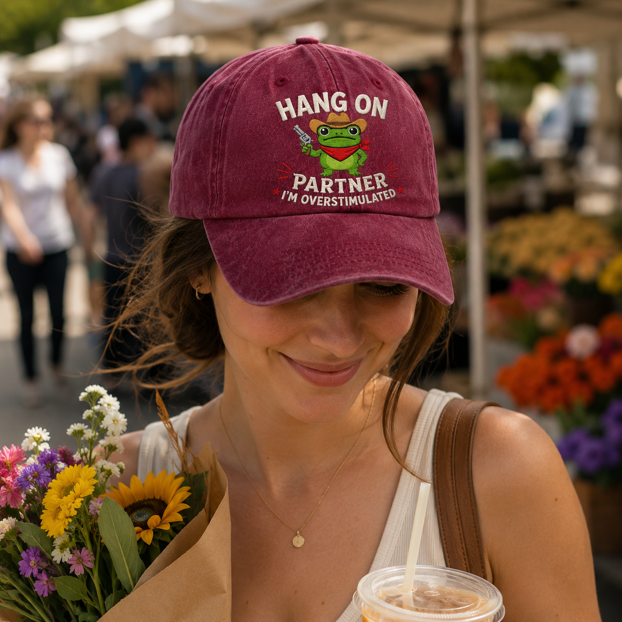 Hang On Partner Embroidered Washed Cap - Washed Cap - lifestyle