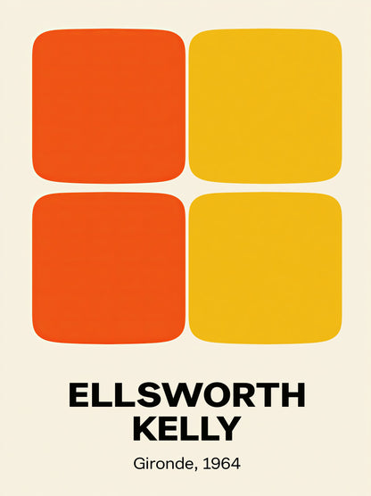 Hard-Edge Color Field Poster - Wall Art Decor - front view - hard edge inspired poster, orange geometric wall art