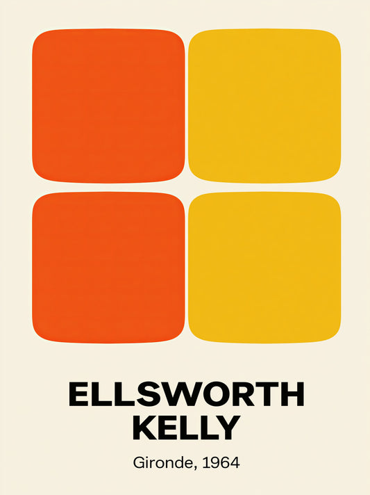 Hard-Edge Color Field Poster - Wall Art Decor - front view - hard edge inspired poster, orange geometric wall art