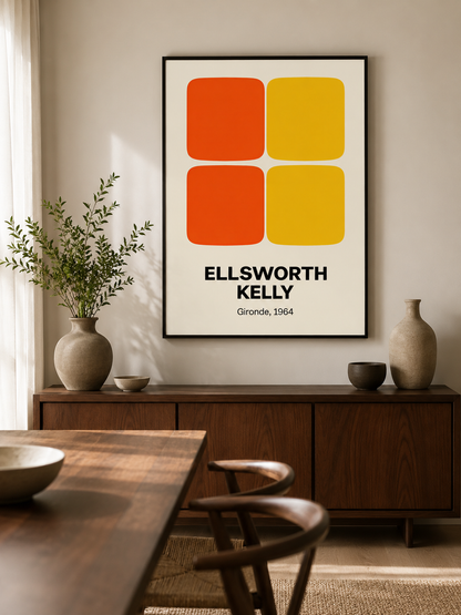 Hard-Edge Color Field Poster - Wall Art Decor - detail view - hard edge inspired poster, orange geometric wall art