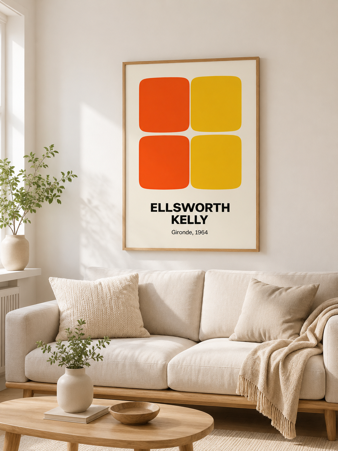 Hard-Edge Color Field Poster - Wall Art Decor - alternate angle - hard edge inspired poster, orange geometric wall art
