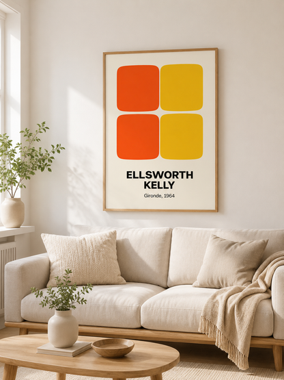 Hard-Edge Color Field Poster - Wall Art Decor - alternate angle - hard edge inspired poster, orange geometric wall art